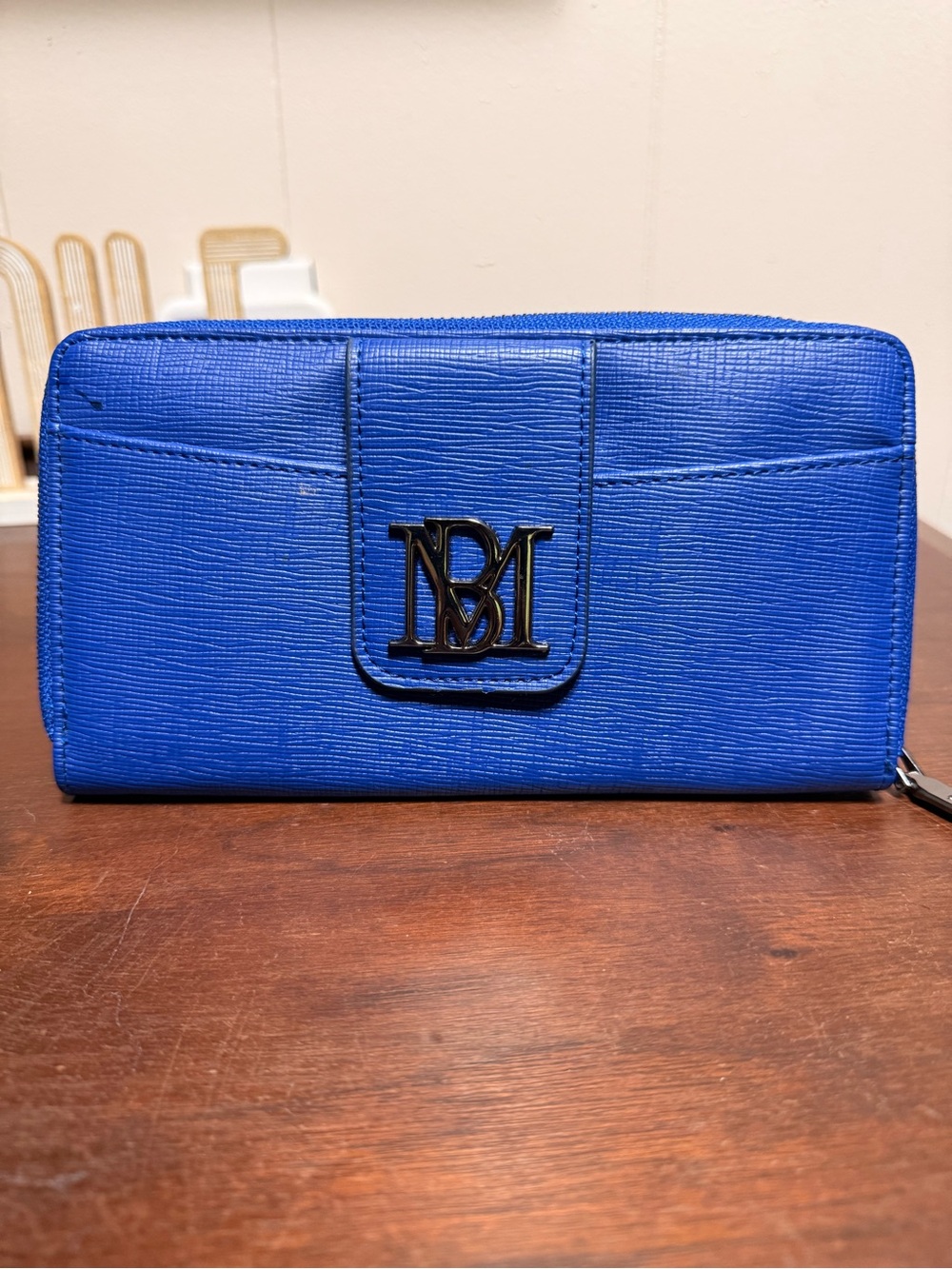 Blue Women's Zip-Around Wallet with Logo Accent